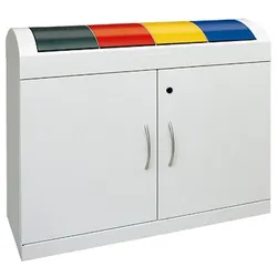 PROREGAL Wertstoffsammler, selbstschließenden Pendelklappen, 4x45L, HxBxT 97,5x110x32cm, Feuer- & Geruchshemmend, Abfallsammler Abfalleimer