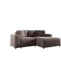 Fun Möbel Ecksofa, Braun, Ottomane rechts, 240x165 cm, Wohnzimmer,