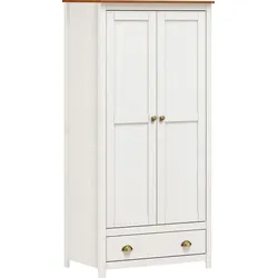 Kleiderschrank HOME AFFAIRE "Salgen", braun (weiß, braun), B:91cm H:185cm T:54cm, Massivholz, Schränke, Drehtürenschrank Kleiderschrank, im Landhaus-Stil