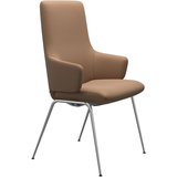 Polsterstuhl STRESSLESS "Laurel", braun (latte batick, chrom matt), B:58cm H:105cm T:60cm, Leder BATICK: BATICK ist ein leicht korrigiertes, durchgefärbtes und genarbtes Möbelleder, bei dem die meisten Unebenheiten und Spuren in der Regel entfernt wurden., Stühle, Polsterstuhl, High Back mit Armlehne, Größe L, mit Beinen aus Stahl in Chrom matt