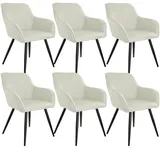 Tectake 6er Set Esszimmerstuhl Marilyn Leinenoptik, schwarze Stahlbeine, 58 x 62 x 82 cm