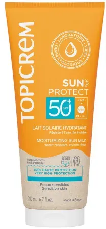 Topicrem Sun Protect Feuchtigkeitsspendende Sonnenmilch SPF50+ Empfindliche Haut Tube 200ml