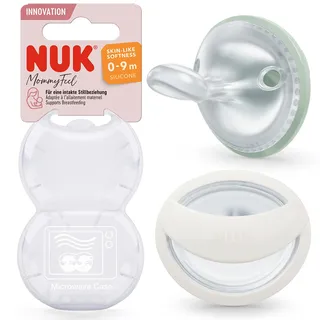 NUK MommyFeel Schnuller, Silikon, 0-9M grün/weiß, 2er-Pack (10175310)