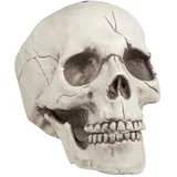 Boland 74378 - Deko Schädel Jawbone mit beweglichem Kiefer, Totenkopf Dekoration für Halloween, Partydeko, Gruselparty