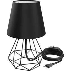 ledscom.de Tischleuchte LEKA, Schalter, schwarz, Lampenschirm schwarz, Gestell Diamantform, schwarz