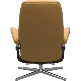 Stressless Relaxsessel STRESSLESS "Consul", gelb (honey paloma), B:91cm H:102cm T:79cm, Sessel, Relaxsessel, mit Hocker, mit Cross Base, Größe S, M & L, Holzakzent Braun