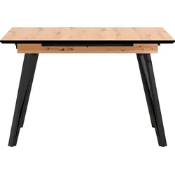 Esstisch BYLIVING "Köln", schwarz (schw, eiche, schwarz, artisan eiche), B:120cm H:75cm T:80cm, Tische, ausziehbar mit innenliegender Einlegeplatte