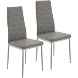 Juskys Esszimmerstühle Loja 2er Set - Moderne Stühle mit Kunstleder Bezug - Grau