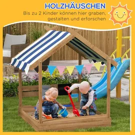 Outsunny Holzsandkasten mit Dach braun