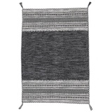 carpetfine Teppich »Kelim Azizi«, rechteckig, 5 mm, Baumwolle, Wendeteppich mit Fransen, Wohnzimmer schwarz 60 cm x 110 cm x 5 mm