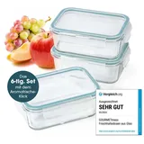 GOURMETmaxx Glas-Frischhaltedosen Klick-It 3 Dosen 725ml | Als Brotdose oder für Meal Prep | Spülmaschinen- Mikrowellen- und Gefrierschrankgeeignet | Aufbewahrungsbox-Deckel