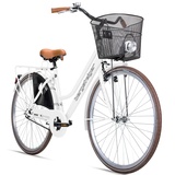 Bergsteiger Amsterdam 26 Zoll, 28 Zoll Damenfahrrad, ab 150 cm, Korb, Fahrrad-Licht, Damen-Citybike mit Rücktrittbremse, Hollandrad im Retro-Design