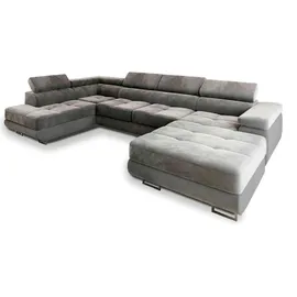 masseno Wohnlandschaft Velours 3-Sitzer Grau