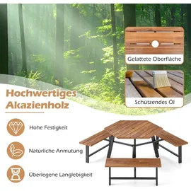 Costway Picknicktisch Set 4-tlg. Braun/Schwarz