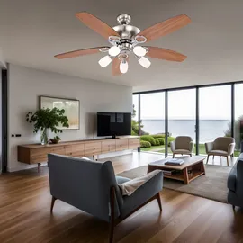 GLOBO Jerry 130 cm Deckenventilator mit Licht chrom/nickel matt