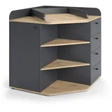 Vicco Wickelkommode Aria, Anthrazit/Artisan/Artisan-Eiche, 85 x 90 cm mit Regalen und 4 Schubladen,
