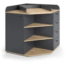 Vicco Wickelkommode Aria, Anthrazit/Artisan/Artisan-Eiche, 85 x 90 cm mit Regalen und 4 Schubladen,