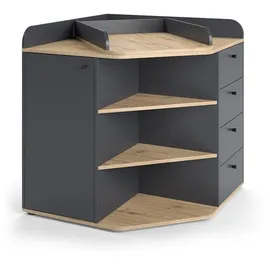 Vicco Wickelkommode Aria, Anthrazit/Artisan/Artisan-Eiche, 85 x 90 cm mit Regalen und 4 Schubladen,