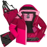 Killtec Mädchen Skianzug Größe 176 wasserdicht 10.000 mm Wassersäule - Skijacke pink bordeaux, Skihose bordeaux - 176