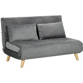Homcom Schlafsofa 2-Sitzer Sofa mit Bettfunktion, Klappsofa mit Kissen, Grau,