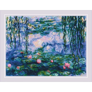 Riolis Kreuzstich Set "Seerosen nach C. Monet", Zählmuster, 40x30cm