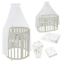 Waldin Babybett OWAL Kinderbett 7in1 mit Matratze, mitwachsendes Kinder-Bett