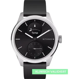 Withings Scanwatch 2 42 mm schwarz, Sport Fluorelastomer-Armband schwarz/silber