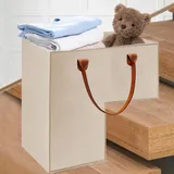 ACAREY Treppenkorb Treppen Organizer Korb aus Filz Stufenkorb Faltbarer L-Form mit Kunstleder Griffen Treppenkorb Filz Raumsparungstreppenspeicher Für Wäsche Spielzeug Haushaltsgegenstände (Beige)