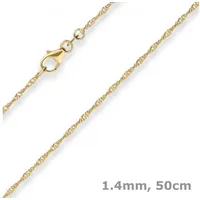 Schmuck Krone Goldkette 1,4mm Singapurkette aus 333 Gelbgold 50cm, Gold 333 goldfarben