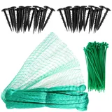 Color 4 M x 10 M Teichnetz Laubnetz Gartennetz Grün Laubschutznetz Pflanzenschutznetz für Teich Vogelschutznetz Netz (100PCS Kabelbindern und 40PCS Gartensicherungsstiften)