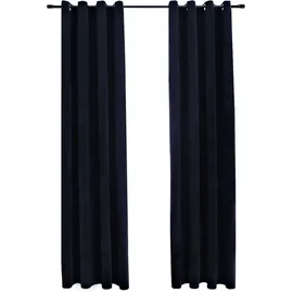 vidaXL Verdunkelungsvorhang Ösen 140 x 225 cm samt schwarz 2 St.