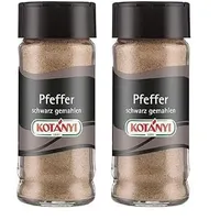 Kotányi Pfeffer schwarz gemahlen, für die perfekte Schärfe, ideal für Fleisch, Fisch, Gemüse, im praktischen Glas, 80 ml (Packung mit 2)