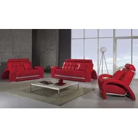 Xlmoebel Polstergarnitur Moderne Ledersofa-Garnitur mit 3-Sitzer 1-Sitzer und 1-Sitzer Couch, (Sofagarnitur 3+1+1 Sitzer), Hergestellt in Europa rot
