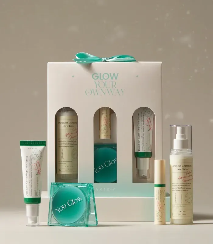 Axis-y Glow Your Ownway Set – Skincare Set mit Toner 125ml, Serum und Eye 10ml Serum 50ml + Mirror