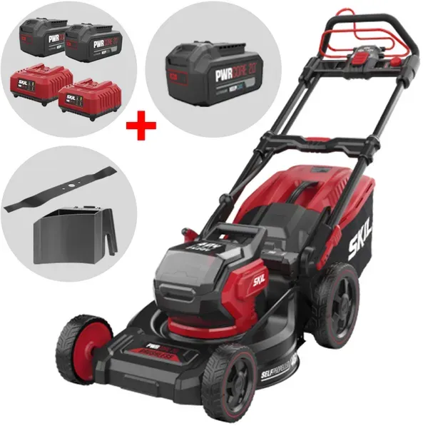 SKIL 0151 BA - Akku-Rasenmäher 2x20V/4Ah + Gratis-Akku 20V/4Ah - Schnittbreite 46 cm