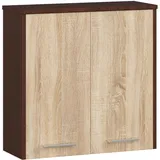 abamihome - Hängender Badezimmerschrank Akord Fin Wenge 60 Cm 2 Türen 2 Ebenen Front Sonoma-eiche B60 X H60 X T22,5 Cm