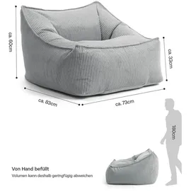mokebo Sitzsack Sessel aus Cord Der Lümmel XXL Sitzsack, Cord Sessel oder Sitz Sessel in Grau