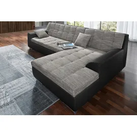DOMO collection Eckcouch Kunstleder 3-Sitzer Schwarz