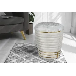 Kayoom Sitzhocker »Hocker Doric, trendiger Look, ästhetische Farbgebung, schöne Steppung«, (1 St.), komfortabel, hochqualitativ, pflegeleicht, hochwertige Materialien Kayoom Elfenbein / Gold