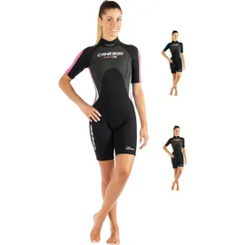 Cressi Med X Lady Shorty Wetsuit Black/Pink/Grey 2.5mm M/3 - Kurzer Neoprenanzug für Damen aus 2,5 mm Hochelastischem, Schwarz/Rosa/Grau, M/3