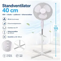 Buri Standventilator 40 cm oszillierend Weiß