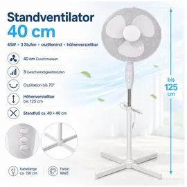 Buri Standventilator 40 cm oszillierend Weiß
