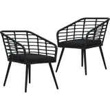 vidaXL Gartenstuhl 63,5 x 53,5 x 77 cm schwarz 2 St.