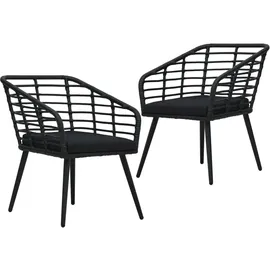 vidaXL Gartenstuhl 63,5 x 53,5 x 77 cm schwarz 2 St.