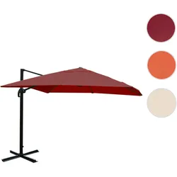 Ampelschirm HWC-A96, Gastronomie Sonnenschirm, 3x3m (√ò4,24m) Polyester/Alu 23kg ~ bordeaux ohne St√§nder