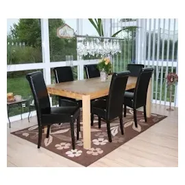 Mendler 2er-Set Esszimmerstuhl Stuhl Küchenstuhl Novara II, Leder schwarz, dunkle Beine