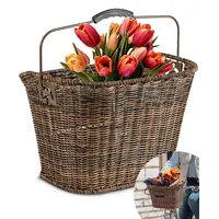 Büchel Fahrradkorb Vorne aus Polyrattan I mit innovativer Schnell-klick Halterung I Fahrrad Korb für vorne 35x26x25 cm I Fahrradkorb lenker, lenkerkorb fahrrad