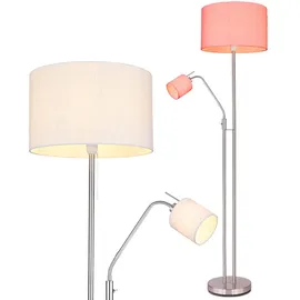 GLOBO Stehleuchte Wohnzimmer Deckenfluter mit Leselampe Stehlampe Stoffschirm Zugschalter, App Steuerung, Smart Rgb Led 1x 10w 1x5w, H 175 cm