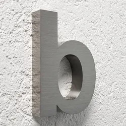 3D Hausnummer b Edelstahl V2A unbeleuchtet Arial