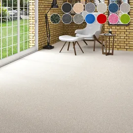 OTTO home Teppichboden OTTO HOME "Zephyra, Schlinge, Gesamthöhe 8 mm, Made in Netherlands", beige (creme), B:400cm L:450cm, Kunstfaser, Teppiche, Uni Farben, Breite 400 cm, strapazierfähig, Wohnzimmer, Schlafzimmer